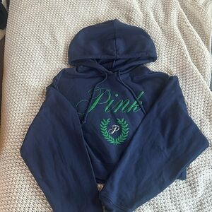 PINK blue crop top hoodie